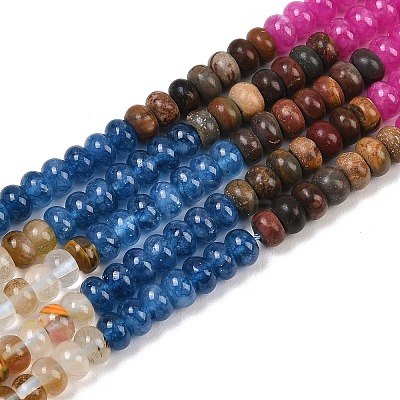 Watermelon Stone Glass & Natural Howlite & Polychrome Jasper & Dyed White Jade & White Jade Beads Strands G-Z135-C15-1