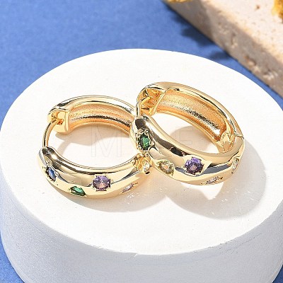 Brass Micro Pave Cubic Zirconia Hoop Earrings LS-EJEW-H152-01A-G-1