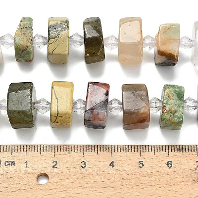 Natural Yellow Hematoid Quartz & White Moonstone & Quartz Crystal & Green Opal & Multi-Moonstone & Rhodonite Beads Strands G-L642-H07-01-1