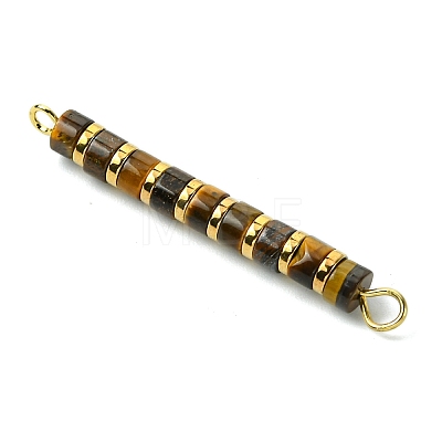 Natural Tiger Eye & Electroplated Synthetic Non-magnetic Hematite Heishi Connector Charms PALLOY-JF03291-06-1