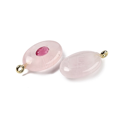 Natural Rose Quartz & Cubic Zirconia Pendants G-Z076-01G-02-1