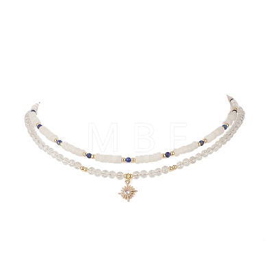 Natural White Jade & Crystal Beaded Necklaces NJEW-JN04137-1