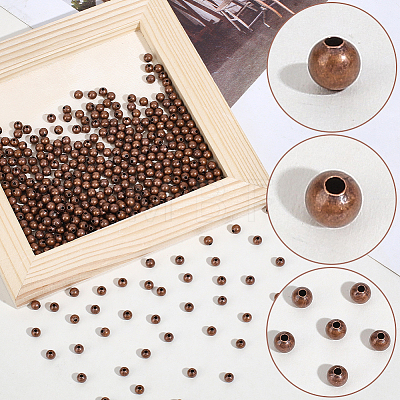 600Pcs Brass Smooth Round Beads KK-PA0001-17-1