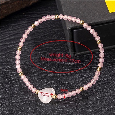 Natural Rose Quartz & Quartz Crystal Beads Stretch Bracelets for Women KL2694-1