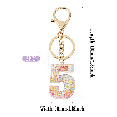 Number 5 Transparent Resin Keychains KEYC-TADJ0001-10E-1
