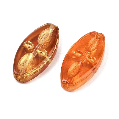 Baking Paint and Golden Metal Enlaced Glass Beads X-DGLA-T004-11M-1