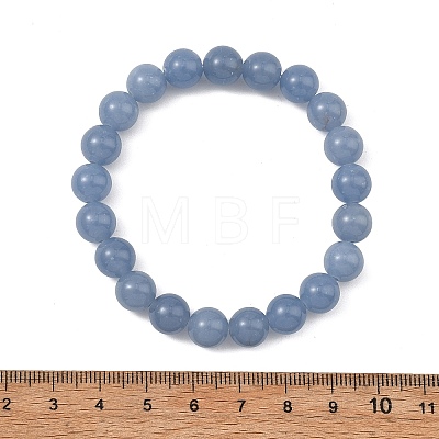 Natural Peru Angelite Round Beads Stretch Bracelets for Women Men BJEW-JB13863-1