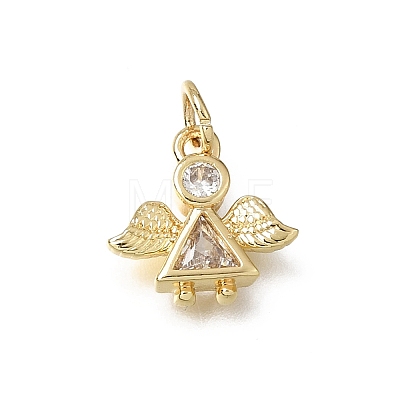 Brass Micro Pave Clear Cubic Zirconia Charms CU-L001-14G-07-1