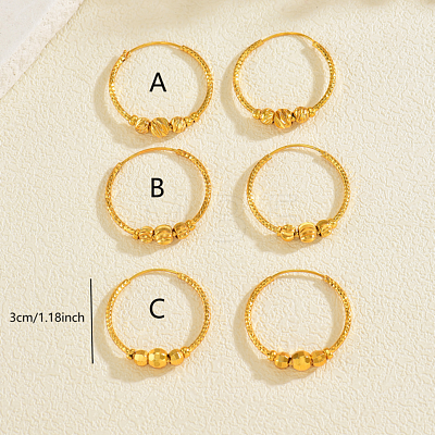 Textured Round Brass Hoop Earrings GM3674-1-1