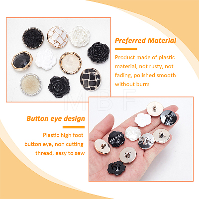   40Pcs 10 Style Plastic Shank Buttons BUTT-PH0001-24-1