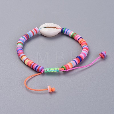 Eco-Friendly Handmade Polymer Clay Heishi Beads Kids Braided Bracelets BJEW-JB04317-1