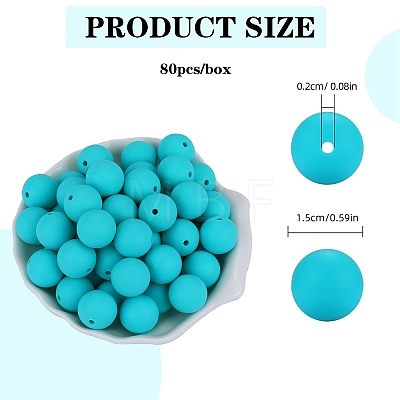 80Pcs Round Silicone Focal Beads SIL-SZ0001-24-01-1