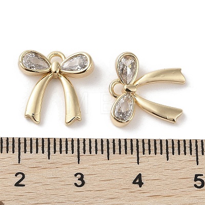 Brass Micro Pave Clear Cubic Zirconia Charms KK-G491-29G-1