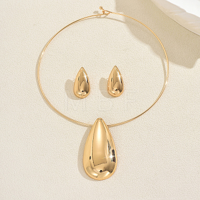 Iron Teardrop Pendant Choker & Stud Earring Sets for Women HI1205-1