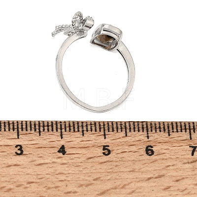 Brass Micro Pave Cubic Zirconia Finger Rings CU-CBA260E-12P-1