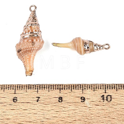 Electroplate Natural Spiral Shell Pendants SSHEL-Q100-38G-1