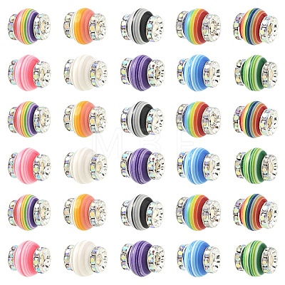 20Pcs Lantern-Shaped Striped Pattern Resin Rhinestone Beads KK-YW0003-92-1
