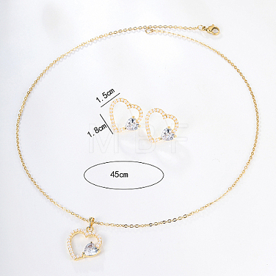 Clear Cubic Zirconia Heart Jewelry Set with Plastic Imitation Pearl ZC3739-1-1