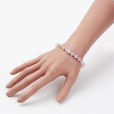 Natural Rose Quartz Stretch Bracelets BJEW-JB02818-1