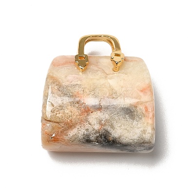 Natural Crazy Agate Brass Pendants KK-E274-01G-10-1