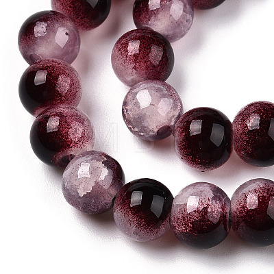 Crackle Baking Painted Imitation Jade Glass Beads Strands DGLA-T003-8mm-14-1