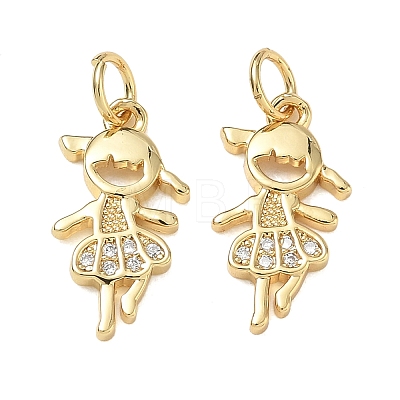 Brass Micro Pave Clear Cubic Zirconia Pendants CU-CBA9AFC-01G-16-1