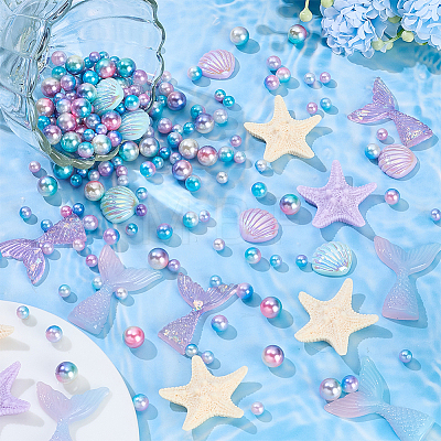 320Pcs 3 Styles Rainbow Acrylic Imitation Pearl Beads OACR-SP0002-30-1