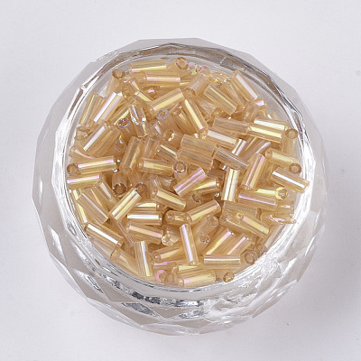 AB Color Plated Glass Bugle Beads SEED-R011-162B-1