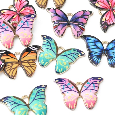 12Pcs 6 Colors Printed Alloy Pendants FIND-FS0001-28-1