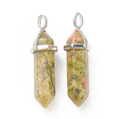 Natural Unakite Pointed Pendants X-G-M378-01P-A35-1