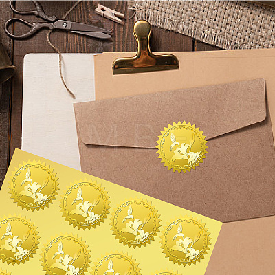 34 Sheets Self Adhesive Gold Foil Embossed Stickers DIY-WH0509-037-1