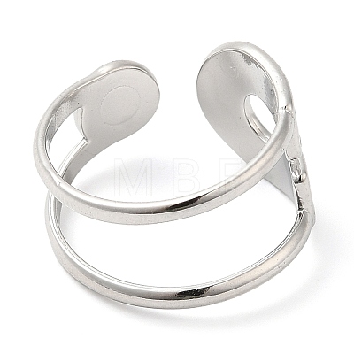 304 Stainless Steel Double Layer Open Cuff Ring for Women RJEW-I098-27P-1
