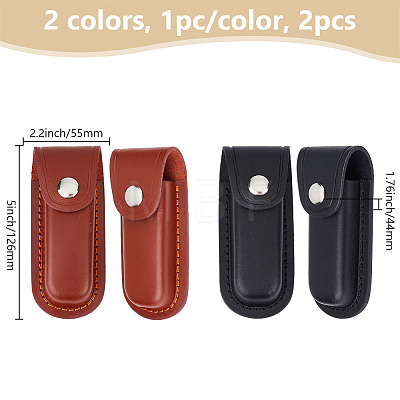 Olycraft 2Pcs 2 Colors Cattlehide Leather Knife Protective Case FIND-OC0003-50-1