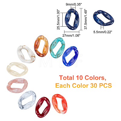   300g 10 Colors Acrylic Linking Rings OACR-PH0001-55-1