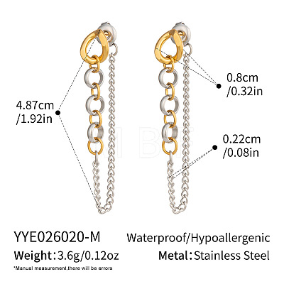 304 Stainless Steel Chain Tassel Stud Earrings for Women LS-IO3537-2-1