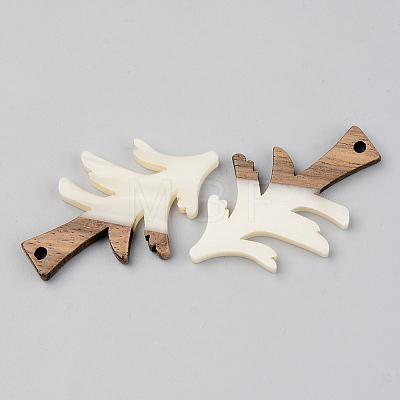 Opaque Resin & Walnut Wood Pendants RESI-S389-008A-C04-1