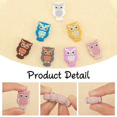 CHGCRAFT 14Pcs 7 Colors Owl Food Grade Eco-Friendly Silicone Beads SIL-CA0003-09-1