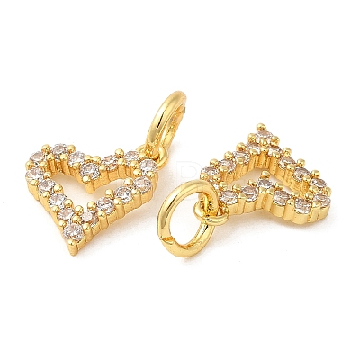 Rack Plating Brass Micro Pave Clear Cubic Zirconia Heart Charms KK-Z026-16G-1