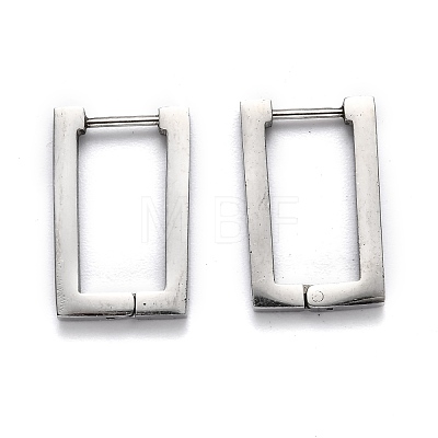 Tarnish Resistant 304 Stainless Steel Rectangle Huggie Hoop Earrings STAS-H156-10A-P-1