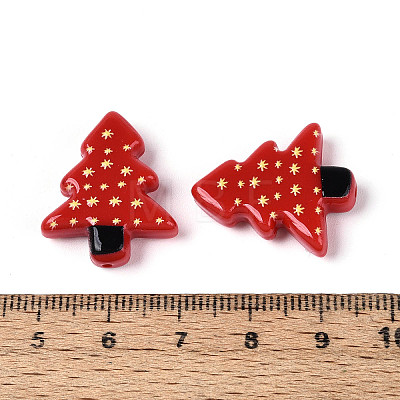 Christmas Printed Opaque Resin Beads RESI-N043-27B-1
