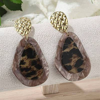 304 Stainless Steel Leopard Stud Earrings EJEW-Z084-14G-02-1