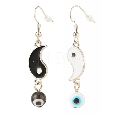 3 Pairs 3 Style Alloy Enamel Yin Yang Matching Asymmetrical Earrings EJEW-JE04894-1
