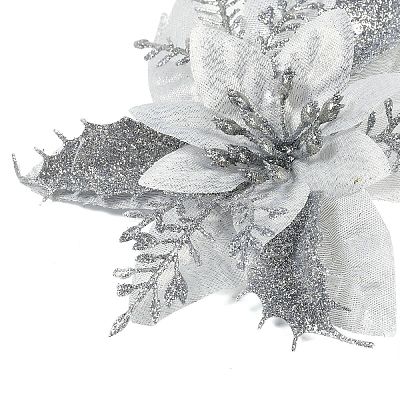 Glitter Polyester & Plastic Artificial Flower AJEW-C039-01B-1