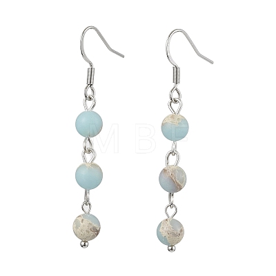 Round Synthetic Aqua Terra Jasper Dangle Earrings EJEW-JE05831-1