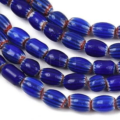 Handmade Millefiori Glass Oval Beads Strands LK-Z001-02A-02-1