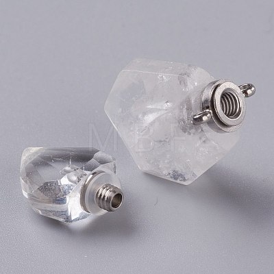 Hexagon Natural Quartz Crystal Perfume Bottle Pendants G-H241-03E-P-1