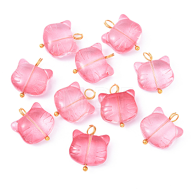 10Pcs Glass Pendants PALLOY-YW00061-07-1