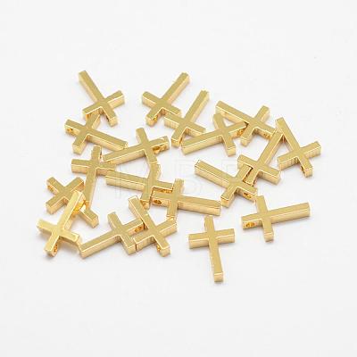 Brass Tiny Cross Charms KK-F718-08G-1
