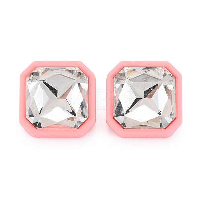 Crystal Rhinestone Square Stud Earrings with 925 Sterling Silver Pins for Women MACR-S275-039B-1