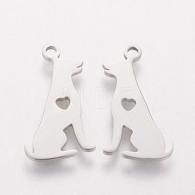 Non-Tarnish 201 Stainless Steel Puppy Pendants STAS-S105-T443-1